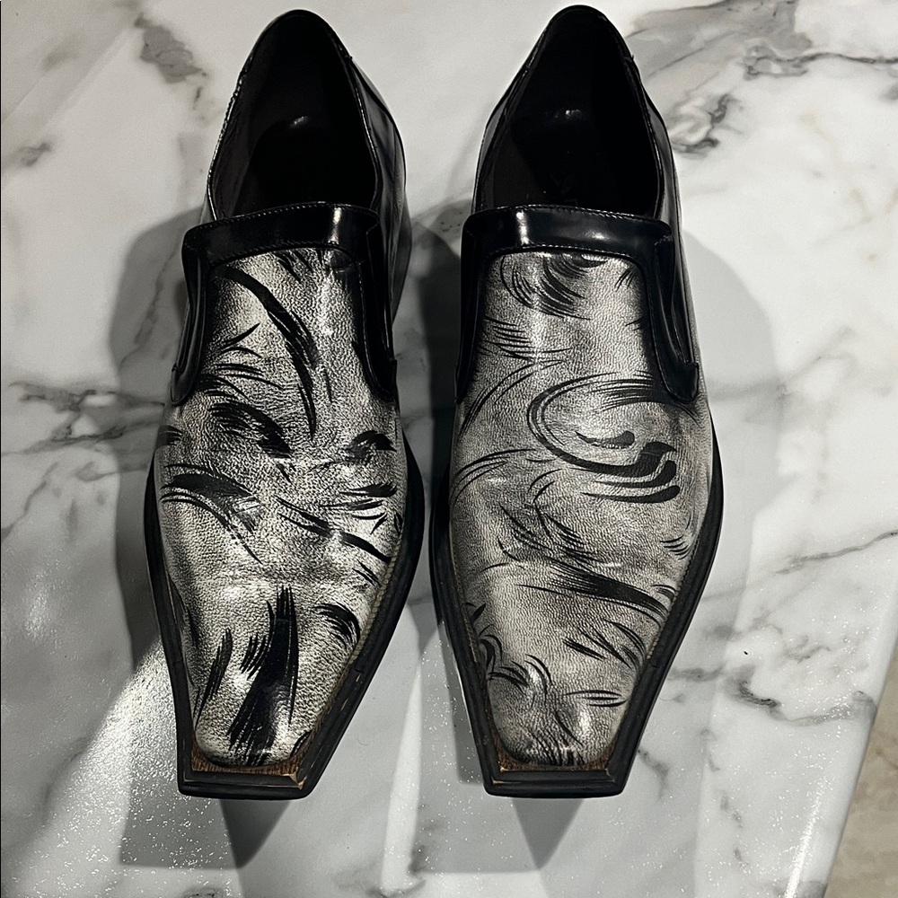 Fiesso by‎ Aurelio Garcia Men's Black and Silver Dress Shoes loafer dance mens